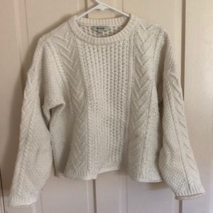 Madewell chunky white cable knit sweater size M